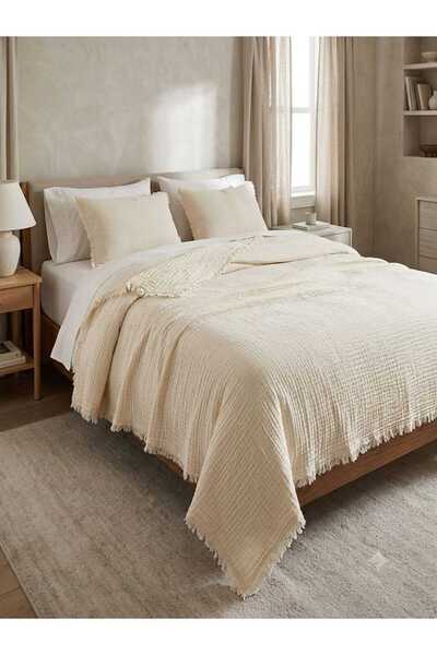 Dokubba Muslin Bedspread - King Size 100% Cotton Muslin Pique Bedspread - 4 L...