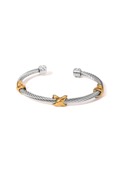 Choice9 1 1pcs Stainless Steel Gold-plated Bangle Trendy Retro Hip-hop Style ...