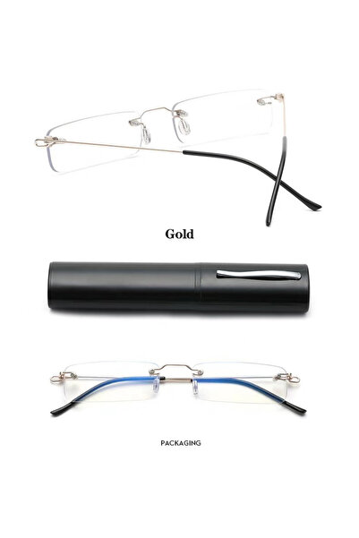 Choice19 +150 Gold Fashion Rimmless Reading Glasses Flexible Alloy Frameless ...