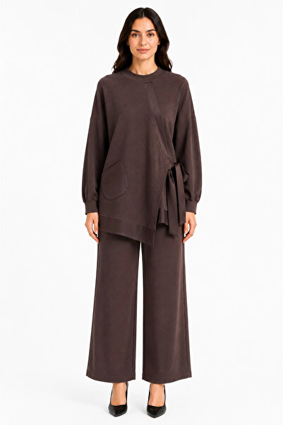 Nuss Pocket Detailed Pants Suit Brown 1046