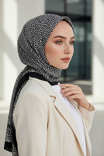 Vissona KREP LEOPAR DESENLİ FÜME RENKLİ 75X195 KIRIŞMAZ ŞAL