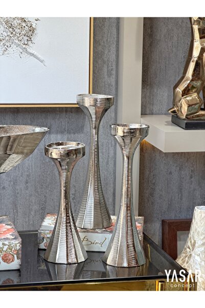 YASAR CONCEPT Stelliora Metal Mumluk Set Gümüş