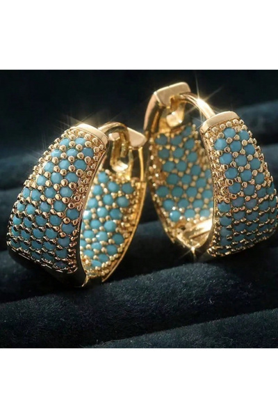 Choice Blue Turquoise Women's Earrings Bohemian Style Clip Earrings Copper Sy...