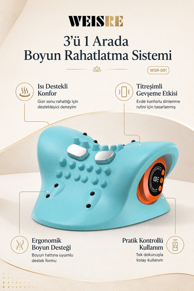 Weisre 3’ü 1 Arada Boyun Masaj Aleti Isıtmalı Titreşimli Taşınabilir Şarjlı B...
