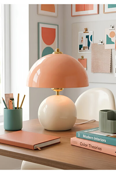 HOMİNG Blush Mantar Abajur Somon Krem 242483