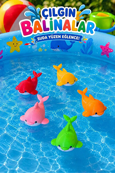 EVORADECO 5 Adet Suda Yüzen Çılgın Balina Banyo Oyuncağı