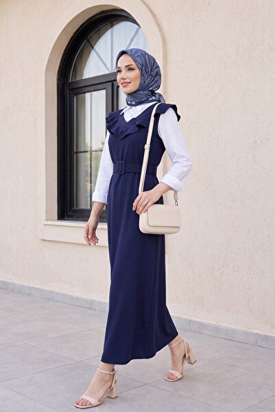 Modamorfo V-Collar Belted Long Jile Dress -K.Laci