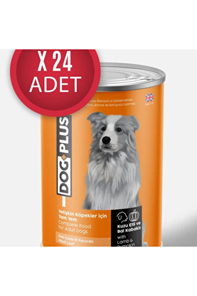DogPlus Pate Kuzu Etli ve Balkabaklı Yetişkin Köpek Konserve Yaş Mama 395 Gr x 24 Adet
