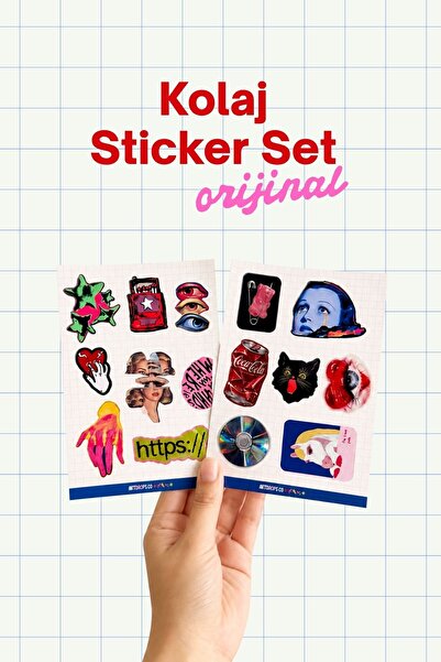 ArtDropsco Kolaj Sticker Seti, Retro ve Pop Art Laptop Defter Telefon Etiketi