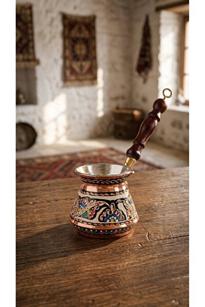 Zinnun Copper Coffee Pot Erzincan Handmade Tombik (For 4)