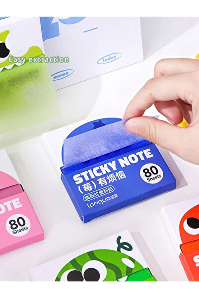 NaSaDAN Canavar Figürlü Yapışkanlı Postit Simli Not Kağıdı 80 Yaprak – Viral Postit Sevimli Sticky Note Okul Ofis Notluğu – (Rastgele 1 Renk)