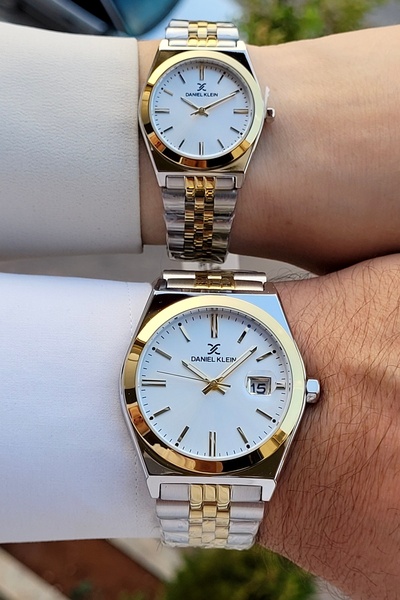 Daniel Klein Gold Gray Color Couple Wristwatch Same as Pictured