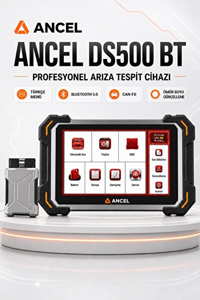 ANCEL DS500 BT OBD2 Arıza Tespit Cihazı Türkçe Menü Bluetooth CAN-FD Ömür Boy...
