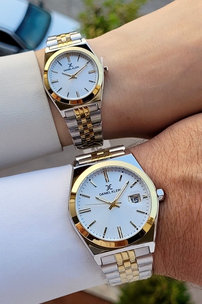 Daniel Klein Gold Silver Color Gift Packaged Lover Couple Wristwatch
