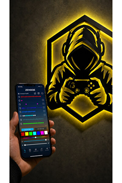TEKNOKUTUM TEKNO KUTUM Kişiye Özel İsimli LED Oyuncu Tablosu, Gaming Gamer Odası Duvar Dekoru, Renk Seçenekli Işıklı Duvar Süsü, Oyuncuya Özel Hediye