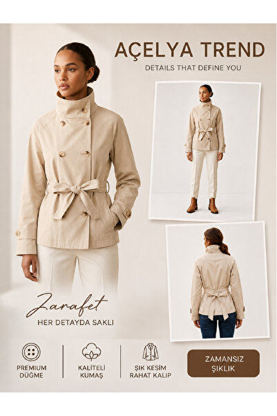 BORCKA TEKSTİL Women's Trench Coat Buttoned Lined Belted Autumn Savior of the...