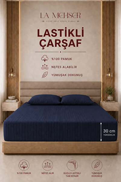 LA MEHSER 100% Cotton Combed Breathable Fabric Elastic Bed Sheet