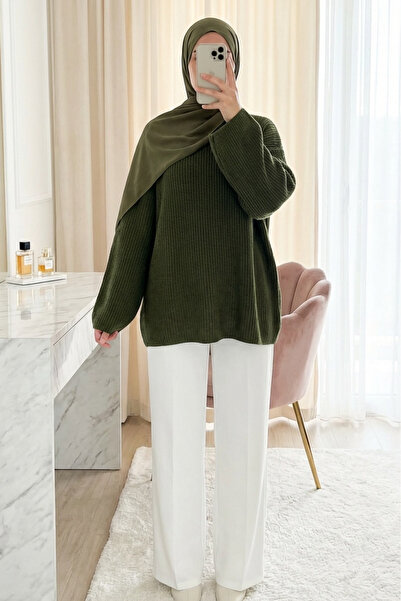 Modamorfo Round Neck Casual Knitwear Sweater - Khaki