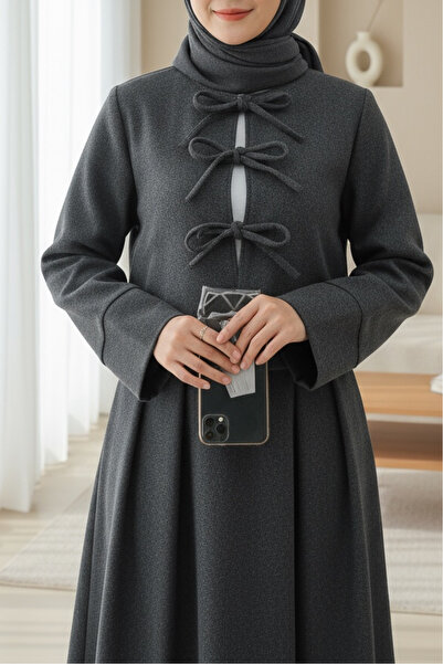 Modamorfo Lace-Up Front Skirted Suit - Anthracite