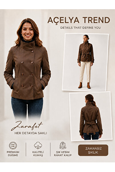 BORCKA TEKSTİL Women's Trench Coat Buttoned Lined Belted Autumn Savior of the...