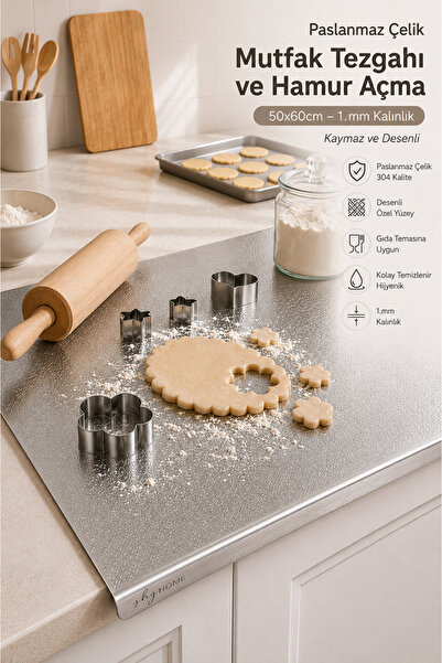 SHG HOME Stainless Steel Kitchen Workbench and Dough Rolling Pad 50X60Cm – 1m...