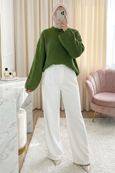 Modamorfo Round Neck Casual Knitwear Sweater -F.Green