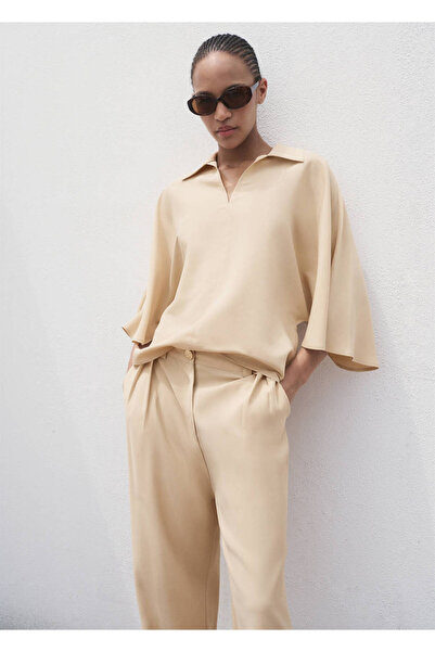MANGO Woman Oversize Shirt with Three-Quarter Sleeves