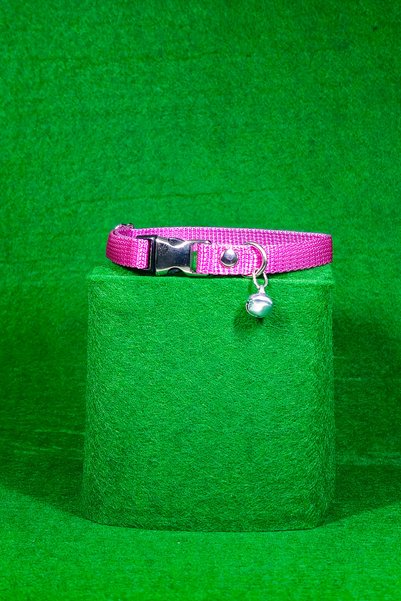 Pompiti Adjustable - Pale Pink Cat Collar with Sound Bell (12 Different Color Options) Neck Collar