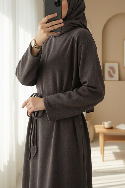 Modamorfo Buy Draped Pairs of Lace-Up Thessaloniki Long Dress - Brown