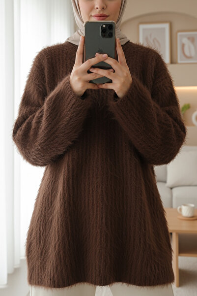 Modamorfo Round Neck Bearded Knitwear Sweater - Brown