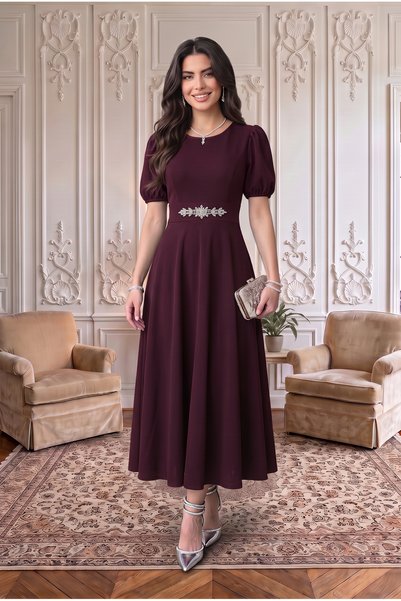 ALFUDO Moda Collection Rochie de seară cu mâneci tip pepene, lungime midi, pentru absolvire