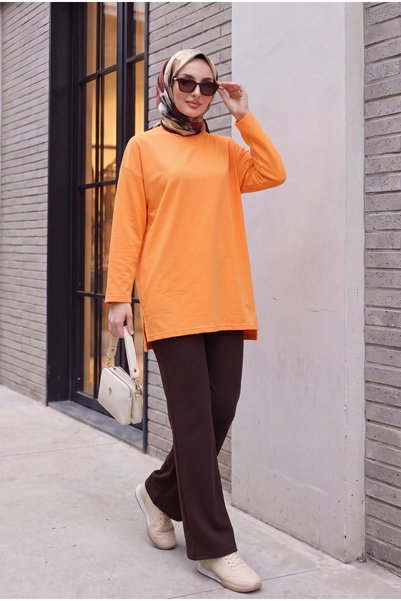 Modamorfo Imported Fabric Flared Trousers -Brown