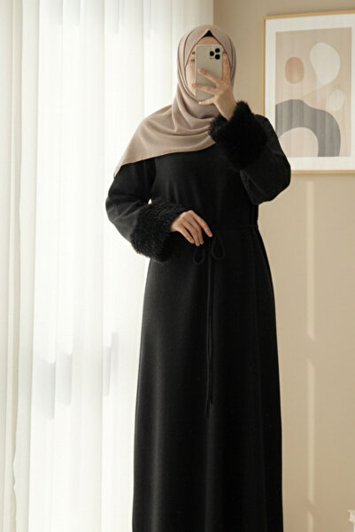 Modamorfo Long Thessaloniki Dress with Feathered Sleeves and Tie at the Waist...