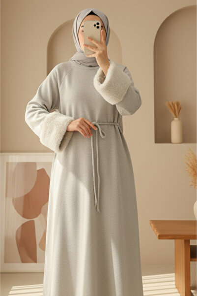 Modamorfo Long Thessaloniki Dress with Feathered Sleeves and Tie at the Waist...