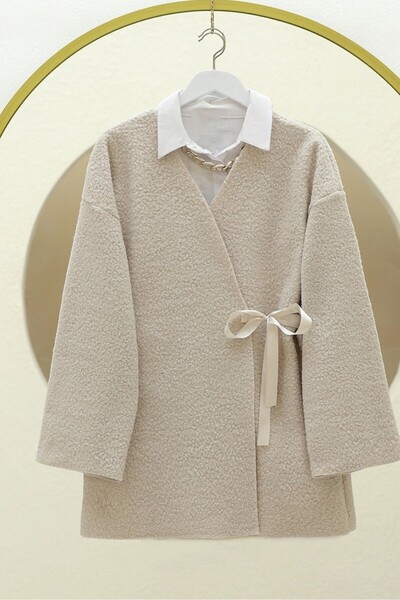 Modamorfo Yandan Bağlamalı Buklet Kimono -taş