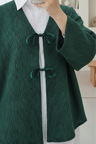 Modamorfo Front tied cashmere jacket - dark green