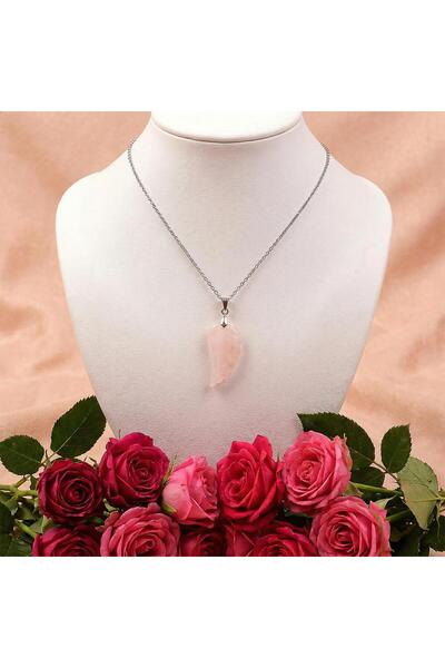 Taş Sandığı Pink Quartz Stone Wing Necklace