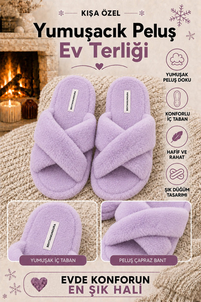 Behtah Kundura Fluffy Cross Model Women's House Slippers Girls House Slippers...