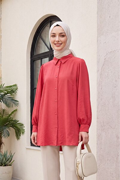 Modamorfo Balloon Sleeve Straight Tunic - Pomegranate Flower