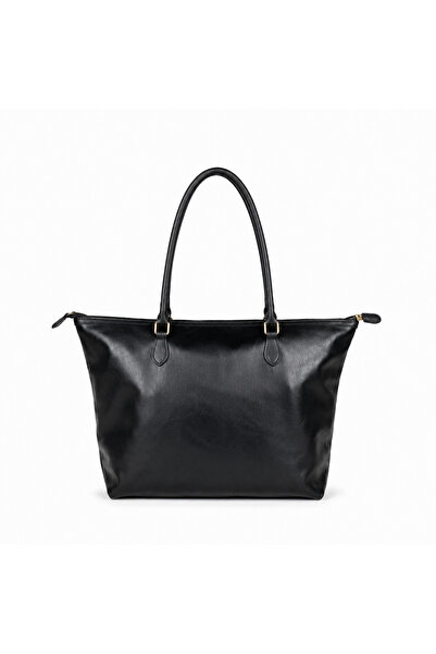 Senza Vedere Moka Black Large Size Zippered Women's Shoulder Bag – Large Inte...