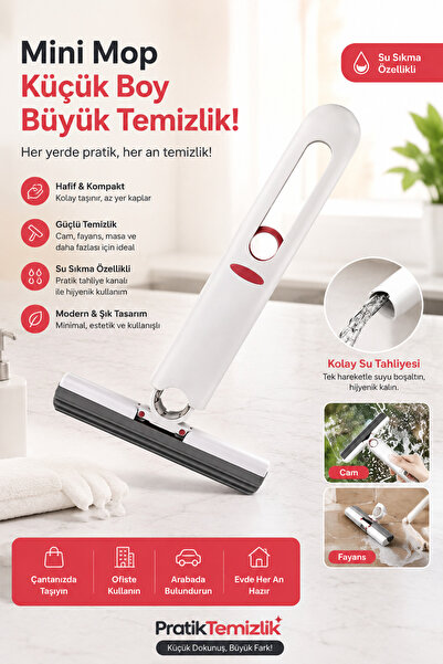 BLUE SİDE Taşınabilir Mini Mop Temizlik Paspası 180 Derece Döner Tezgah Pence...