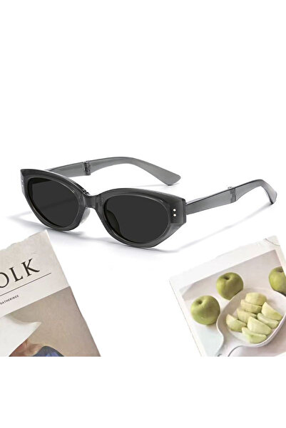 Choice4 grey Minimalist Oval Cat-eye Glasses Women's Fashion Outdoor Folding ...