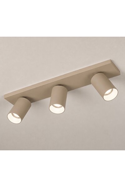 demet habek mylights 3 lü Led Spot Üçlü Dikdörtgen Mat Bej Renk Hareketli GU1...