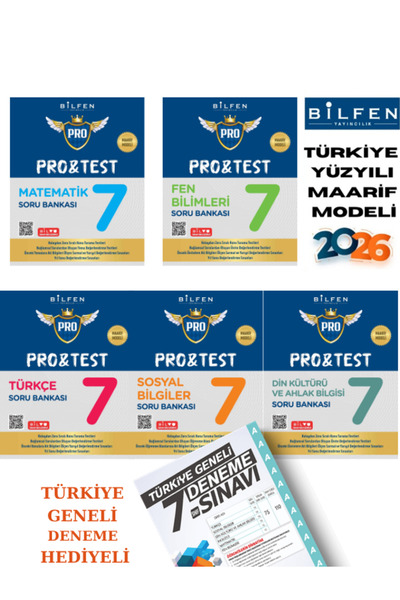 Bilfen Yayıncılık Bilfen 7.sınıf 5li Pro&test Soru Bankası Seti (m-t-f-s-i)