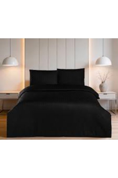 ÇAPA Double Satin Bedding Set - Black