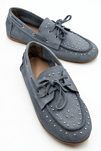 İX Dusty Loafer Women's Smoked Blue Genuine Suede Non-Slip Thermal Sole Loafe...