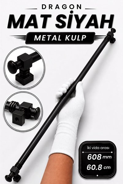Badem10 Dragon Mat Siyah 608 mm 60.8 cm Metal Modern Kulp Mobilya Dolap Çekme...