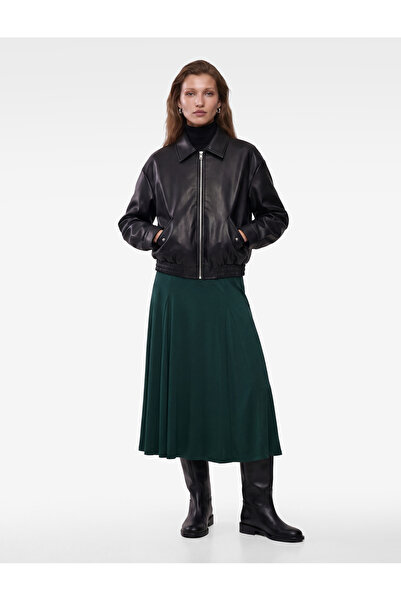 Koton Normal Waist Pleated Viscose A-Line Long Skirt