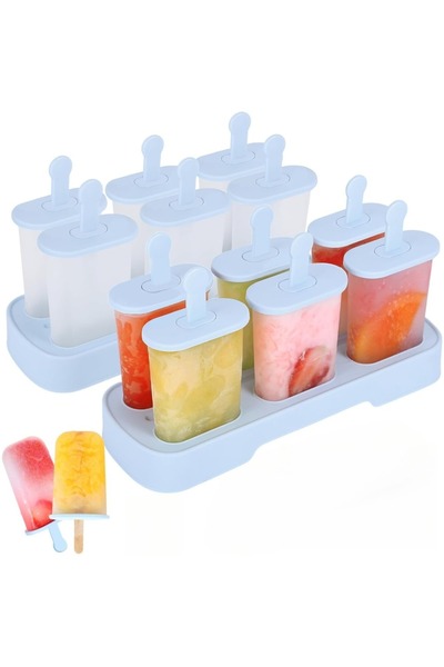 Choice Blue 2pcs Set 6 Pieces Popsicle Molds Ice Popsicle Maker-BPA Free,Easy...