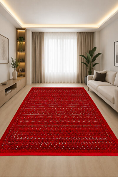 ALA RUGS Afgan Bordo Makine Dokuma Vintage Salon Oturma Odası Halısı